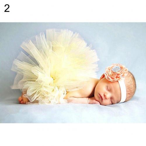 Pasgeboren Baby Meisjes Mesh Strik Tutu-Jurk Prinses Rok Babies Accessoires Pasgeboren Fotografie Props Baby Shower: YELLOW