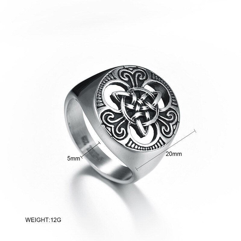 Irish Celtics Trinity Knot Men Rings Celtics Symbols Hollow Triquetra Ring Stainless Steel Male Punk Jewelry