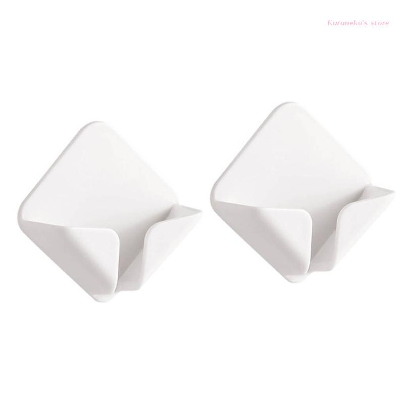 2 Stuks Muur Gemonteerde Plug Muur Haak Stekker Draad Socket Houder Zelfklevende Haak Kabel Retainer Usb data Kabelhaspel: white