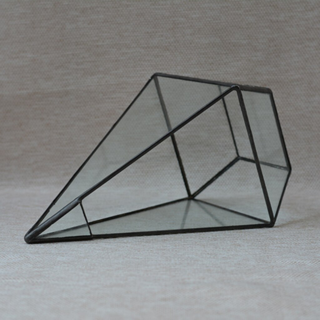 Pyramideglas geometrisk terrariumskasse bordplade saftige planter sort
