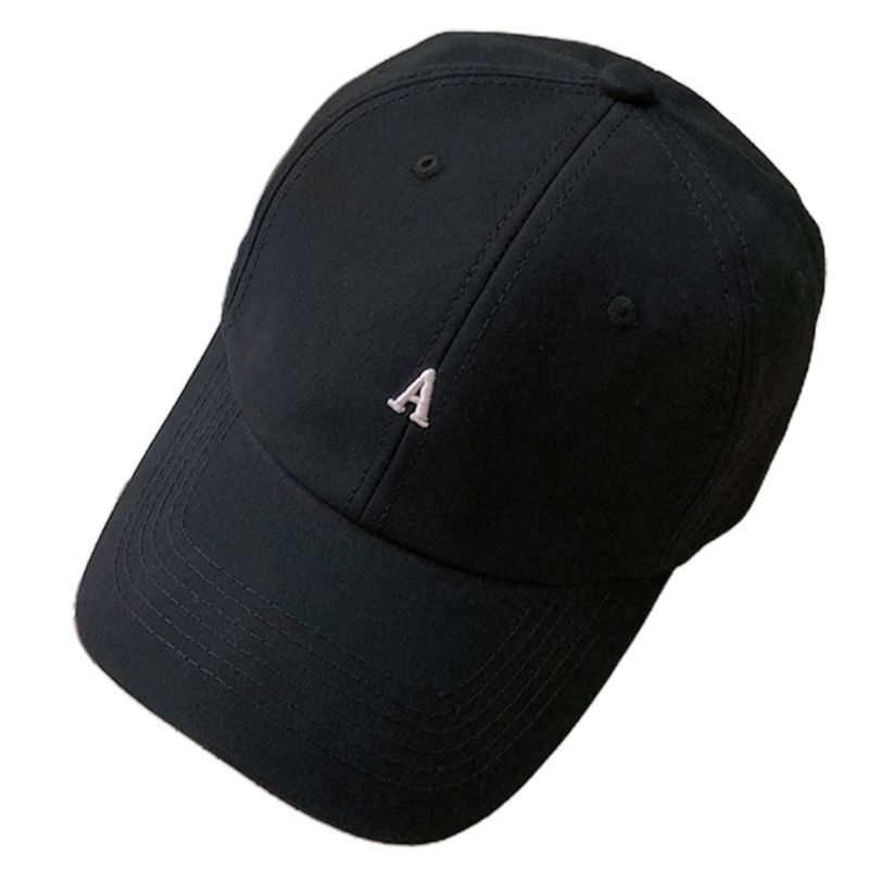 Unisex sommer baseball cap alfabet brev broderi ensfarvet snapback hat: Sort