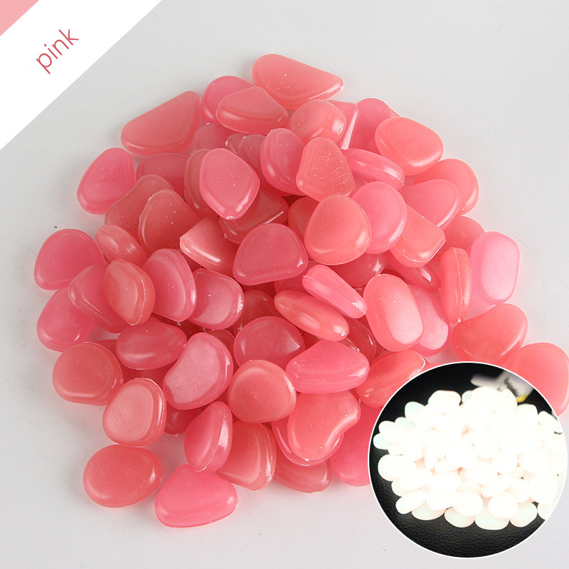 1Kg/450 Pcs Tuin Decor Lichtgevende Stenen Glow In Dark Decoratieve Steentjes Outdoor Aquarium Decoratie Pebble Rotsen aquarium: pink