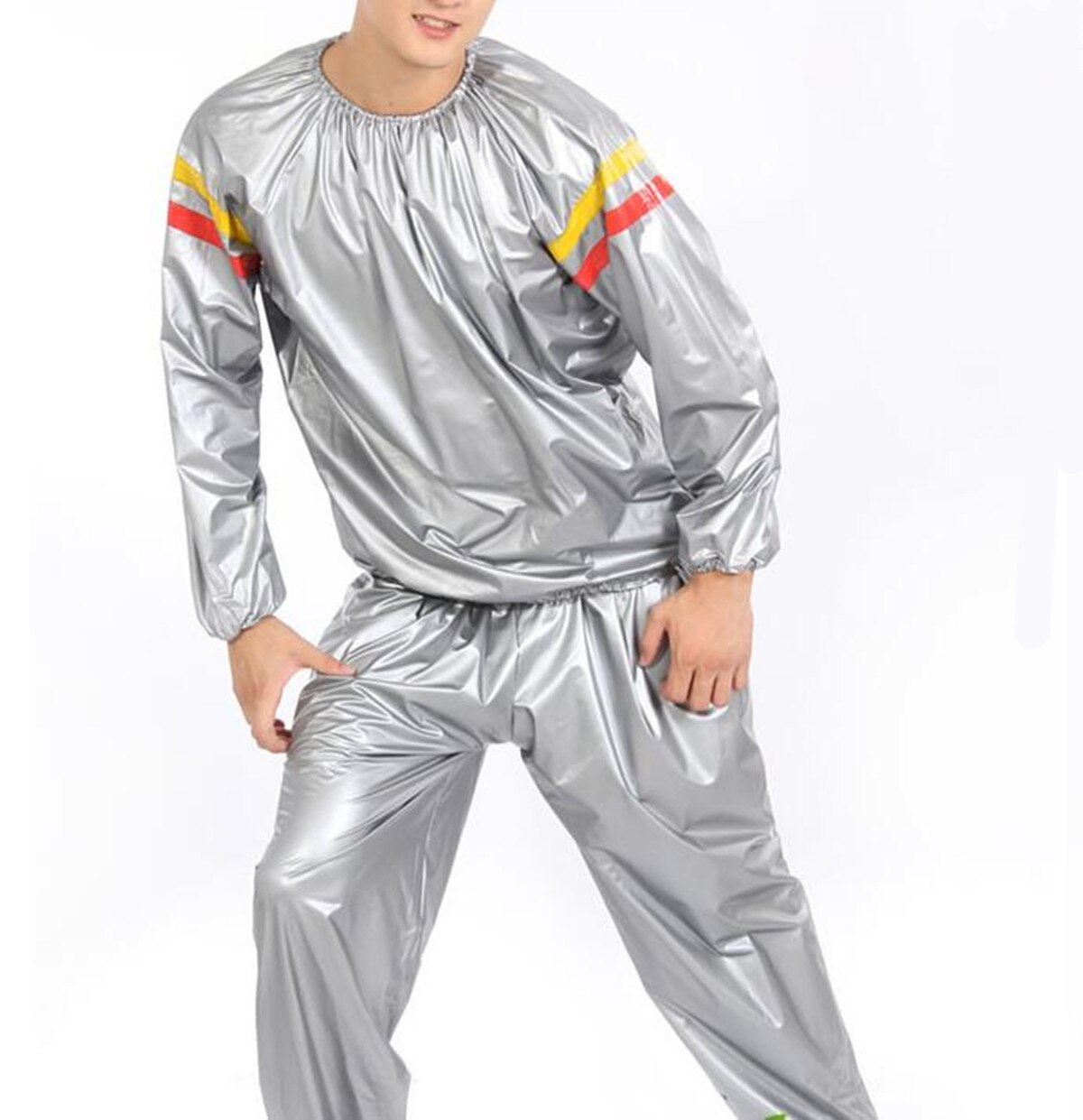 Esporte profissional pvc terno unisex ginásio exercício exercício de ginástica sauna suor terno mais magro emagrecimento perda de peso roupas conjunto 4 tamanhos