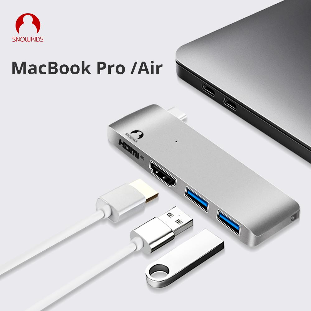 Snowkids tipo C Dock Hub para MacBook Pro MacBook Air HDMI USB3.0 USB C puertos de expansión del divisor