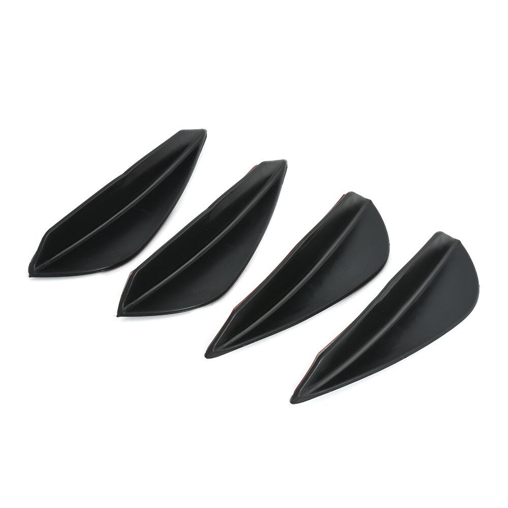4pcs Black Carbon Fiber Fit Front Bumper Lip Splitter Fins Body Spoiler Canard Valence Chin: Black