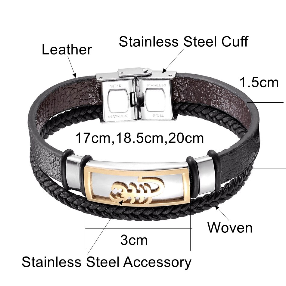 Rock Punk Lederen Manchet Armbanden Schorpioen Armband Voor Mannen Roestvrij Stalen Sieraden Accesorios Mujer Bangle Armband Sieraden