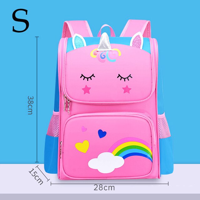 Karikatur-kinderrucksäcke, Kindergarten-schultasche für mädchen und jungen, wasserdichter, orthopädischer schulrucksack, 2022 stück: Blau rosa-s