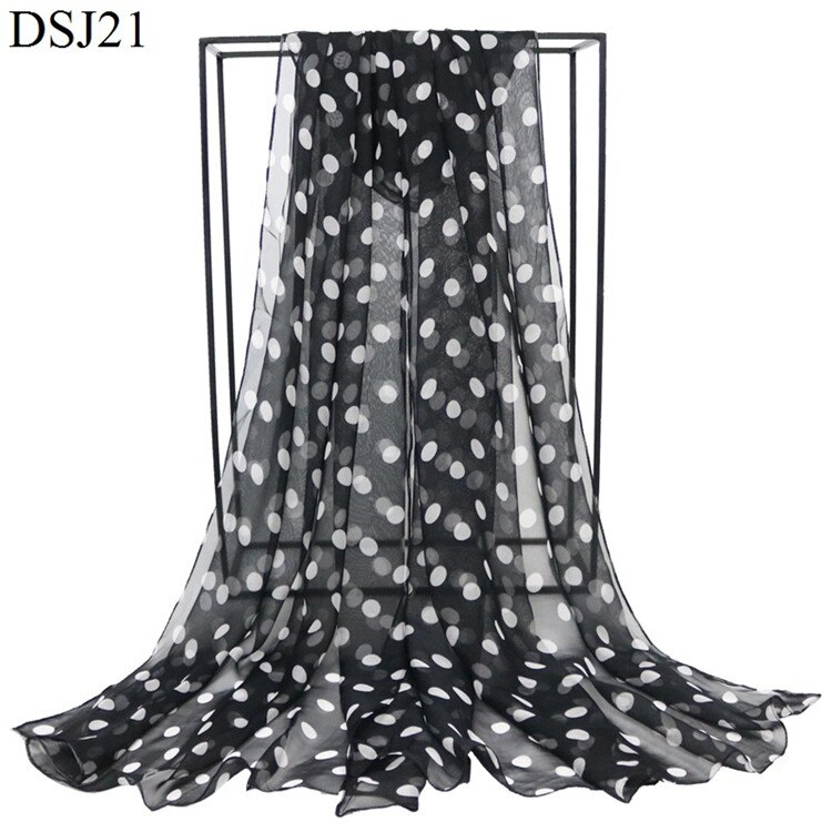 Speelk Brand Polka Dot Georgette Silk Scarf Women Dots Scarves And Wraps Female Long Outdoor Shawls: 2