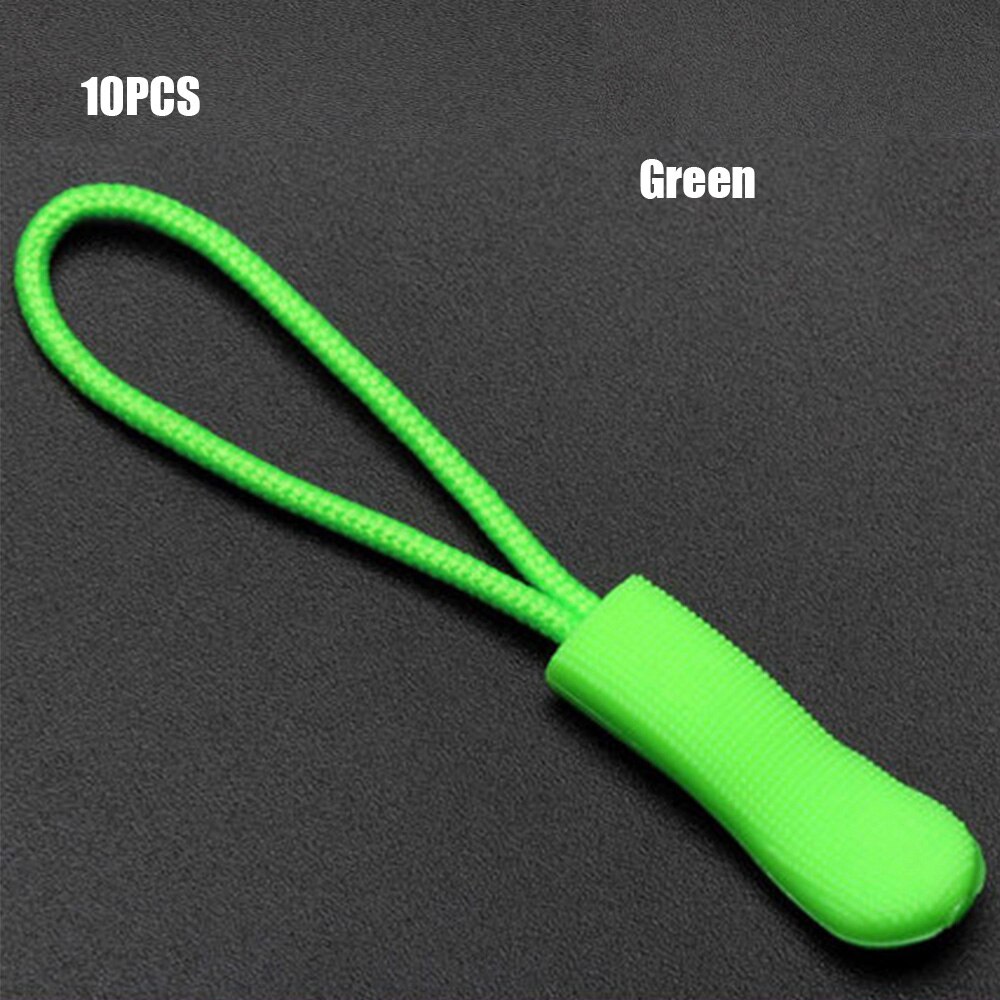 10 Pcs Zipper Pull Puller End Fit Rope Tag Fixer Zip Cord Tab Replacement Clip Broken Buckle Travel Bag Suitcase Tent Backpack: Green