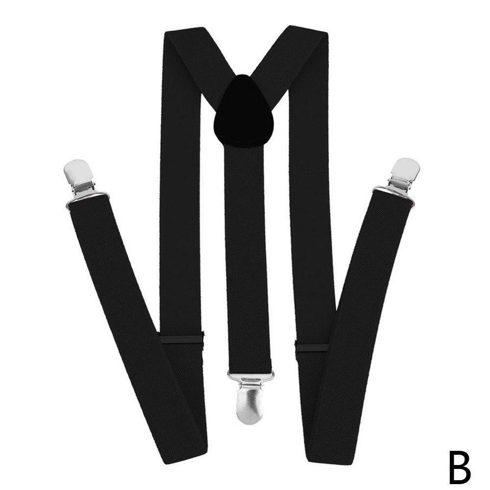Bretels heren klassieke broek band y rug 120cm casual clips bretels broek man 4 elastische bretels riem retro  p1 p 7: Zwart