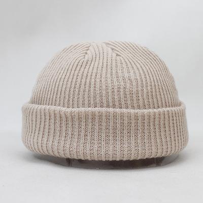 Gebreide Hoeden Voor Vrouwen Gildkruid Mannen Beanie Hat Winter Retro Brimless Baggy Meloen Cap Manchet Docker Visser Mutsen Hoeden Voor mannen: Bruin