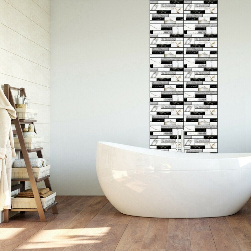 10 Pcs Wall Tile Sticker Home Bathroom Kitchen Brick 3D Wall Decor Stickers Tile Art Backsplash Wall Decoration 30X30cm
