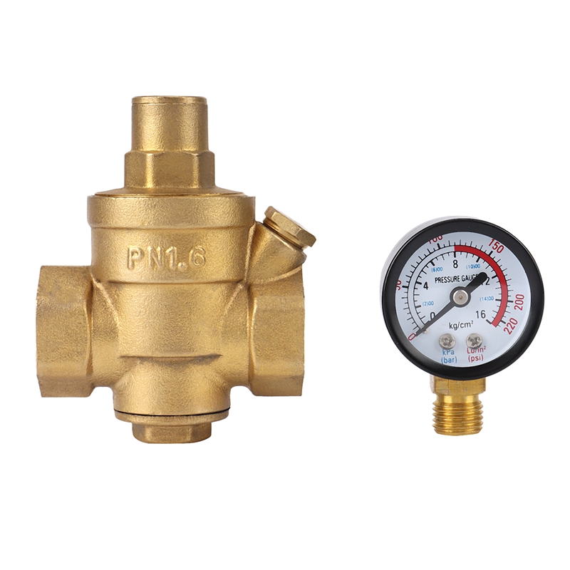 PN 1.6 Adjustable Water Pressure Regulator Reducer Brass DN20 with Gauge Meter for Hydraulic Instability/Water Purifier: Default Title