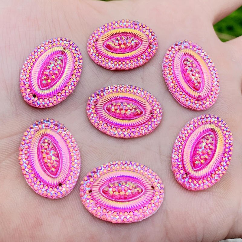 20 Uds. De diamantes de imitación de resina Ovalada para manualidades, accesorios de joyería, 18x25mm, AB, HE45: E453