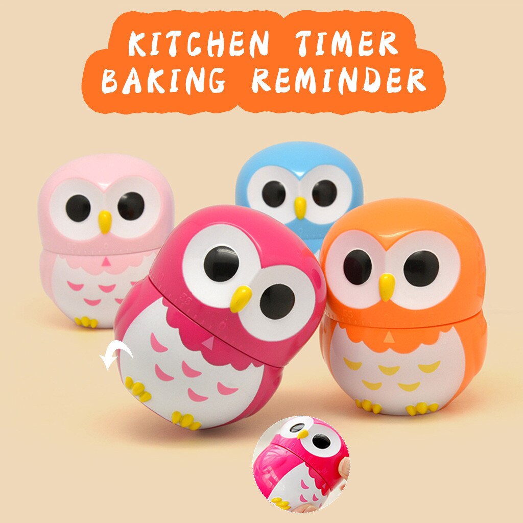 ピース Qiilu Mechanical Kitchen Timer – Owl Design 55-Minute Countdown