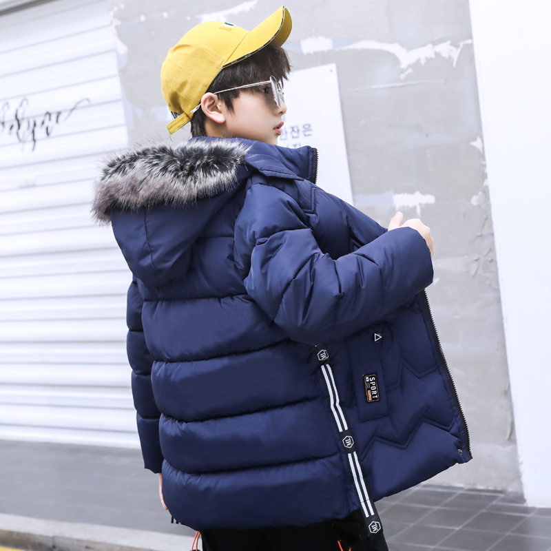 Vestes d'hiver chaudes pour garçons de 12 à 13 ans, costumes d'hiver à capuche pour adolescents, vêtements d'extérieur doublés chauds,