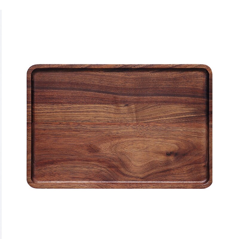 Plato Rectangular de madera de estilo japonés, Nogal Negro, plato de servicio de madera, bandeja Placa de fruta, platillo
