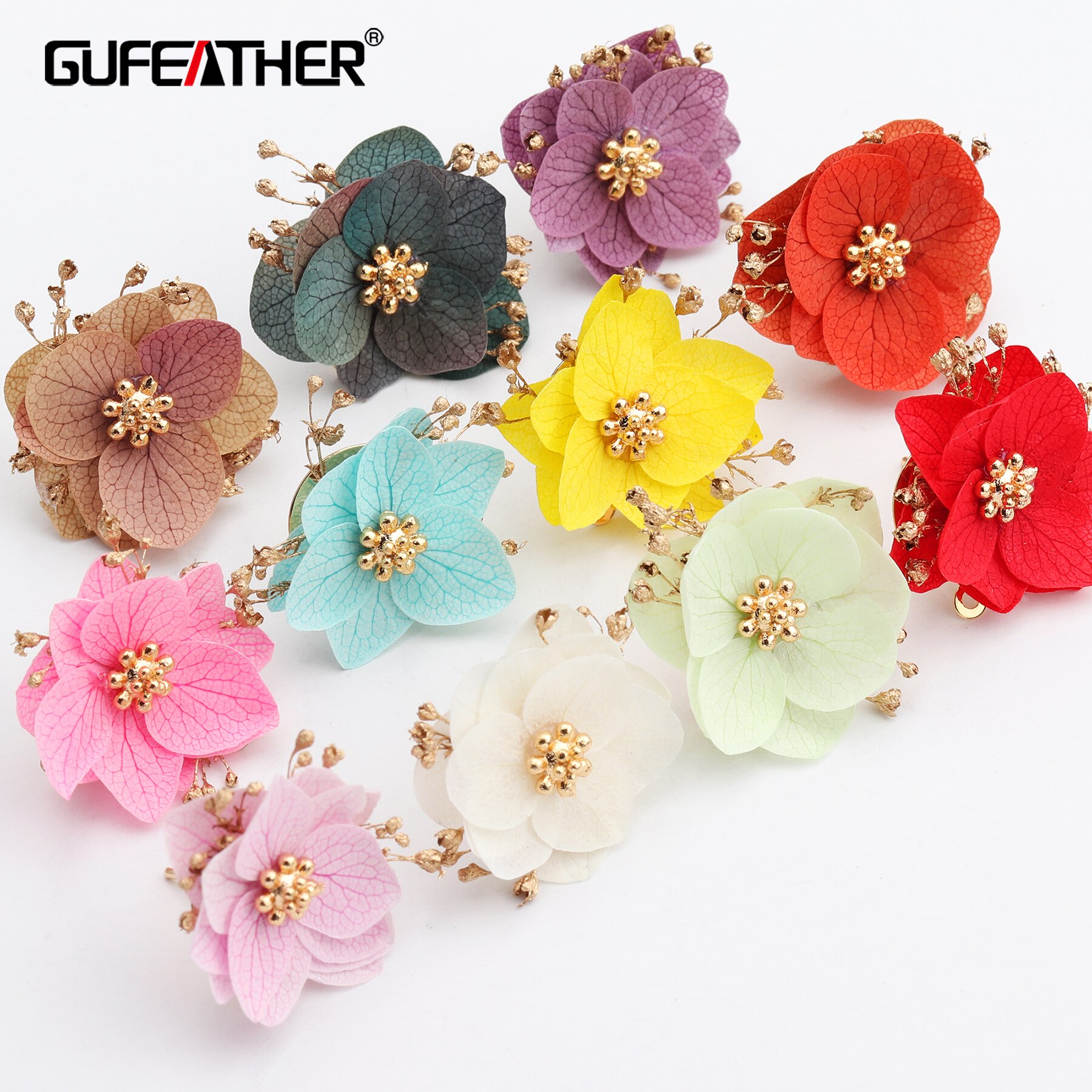 GUFEATHER M602, jóias e acessórios, flores secas, flores diy pingente, resultados da jóia, feitas à mão, diy brincos, jóias fazendo, 6 pçs/lote