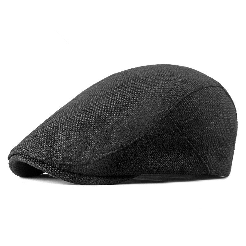 Lente Zomer Katoen Effen Kleur Newsboy Caps Platte Pet Mannen En Vrouwen Schilder Baret Hoeden 15: Black