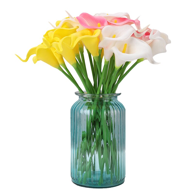 24 Stuks Calla Lelies Kunstmatige Latex, Realistische Enkele Stam Calla Lelie Bloemboeket Puur Wit