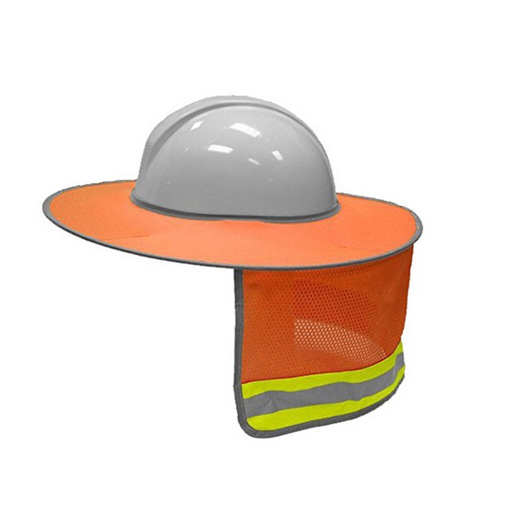 ESCAM-sombrilla para construcción al aire libre, sombrero duro de seguridad, parasol para cuello, escudo reflectante, rayas protectoras, cascos: Orange