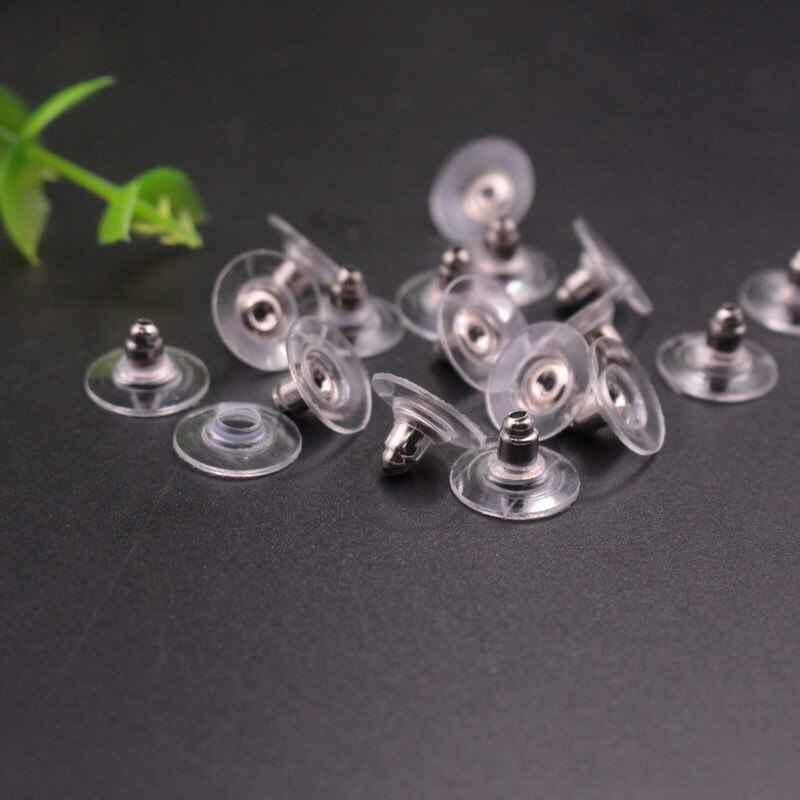 100pcs/lot Rubber Earring Backs Stoppers Earnuts Stud Earring Stopper Back Plugs DIY Jewelry Findings Accessories Making: silver