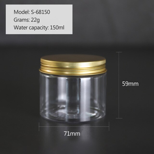 50ml/100ml/150ml/200ml/300ml Plastic Jar With Iron Lid Transparent Container Storage Jars Cosmetic Food Storage Jars: 150ML