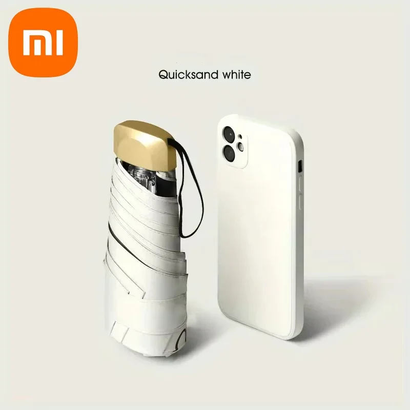 Xiaomi Mini Capsule Umbrella Small Pocket Rain Umbrella Vinyl Folding UV Ultraviolet Protection Ultra Light Dual Use Umbrella: black