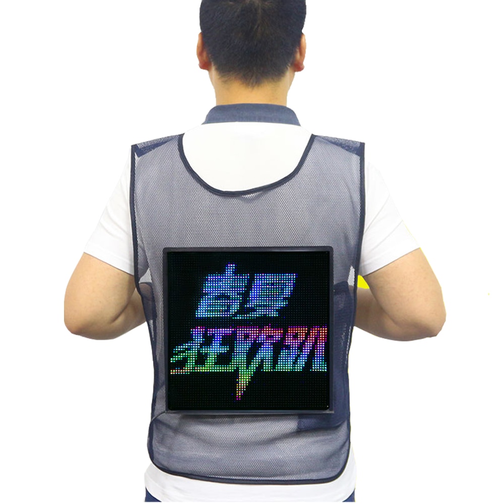 Wearable full color LED display vest clothing advertising light vest street walking marketing LED matrix vest
