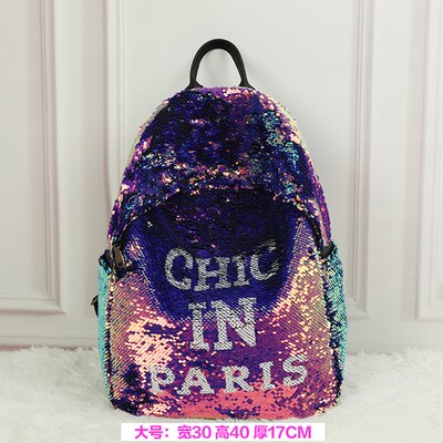 SHEE-mochila de lentejuelas brillantes con personalidad para mujer, mochila escolar para chica, bolsas de viaje de gran capacidad, bolsas de , mochila brillante: Morado / 14 pulgadas