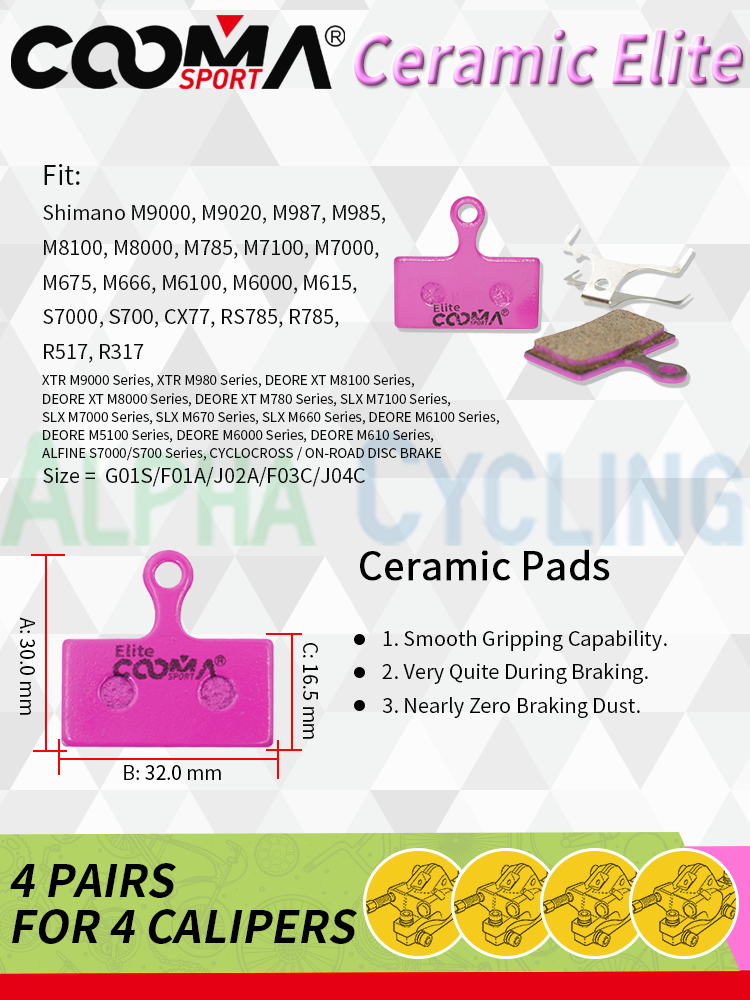 4 Pairs 8 PCS Ceramic Bicycle Brake Pads for SRAM Avid Shimano Magura Hayes Formula Hope ZOOM JAK Bike Caliper