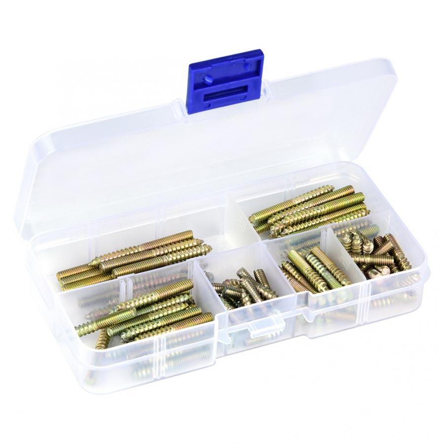 110pcs M4 Dowel Screw Woodworking Furniture Connector Double Ended Screw Hanger Bolt Wood Screw