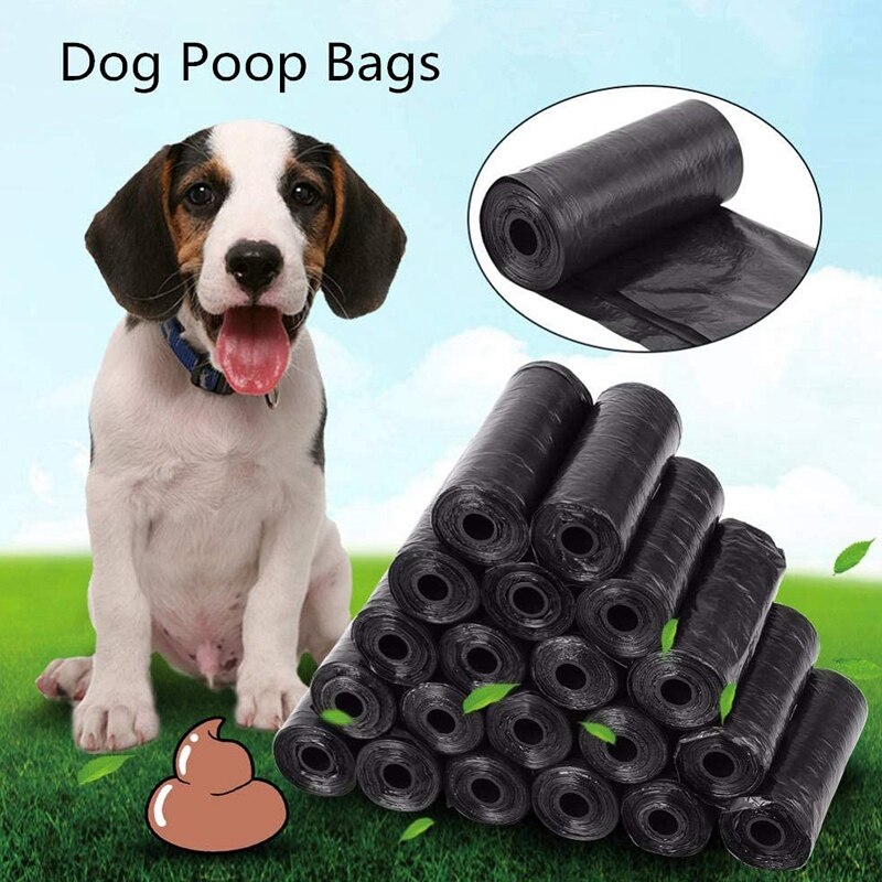 Perro Poo bolsa con dispensador y Clip para cinturón, 22,5x30cm, negro-900 piezas 60 rollos Total