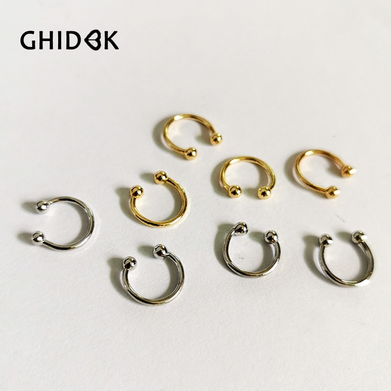 Ghidbk Kleine Vormige C Gouden Bal Oorbellen Clips Minimalistische Geometrische Half Cirkel Ring Earring Verklaring Oor Manchetten Demo Oorbel