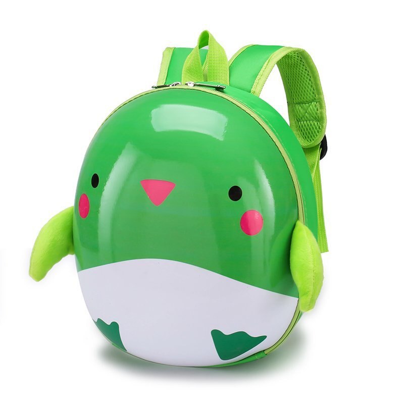 Hard shell children's bag cute girl and boy baby backpack kindergarten school bag cartoon bee chick backpack: green