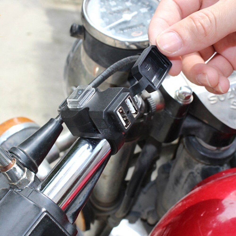 1.5/2A Dual USB Port Waterproof Motorcycle USB Phone Charger Adapter