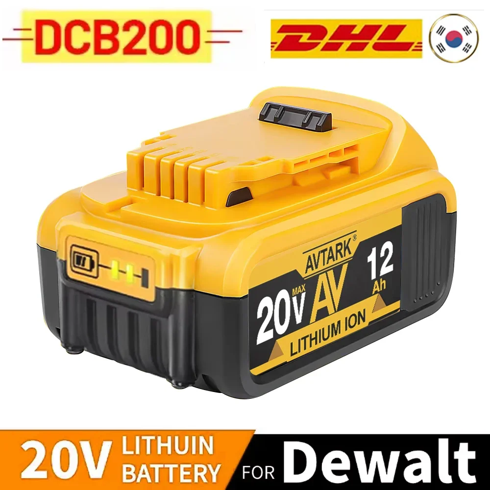 100% Original 12000mAh 20V for Dewalt Power Tool Battery DCB206 20V 12.0Ah Battery DCB206 20V Battery DCB205 DCB200 DCB204-2: green