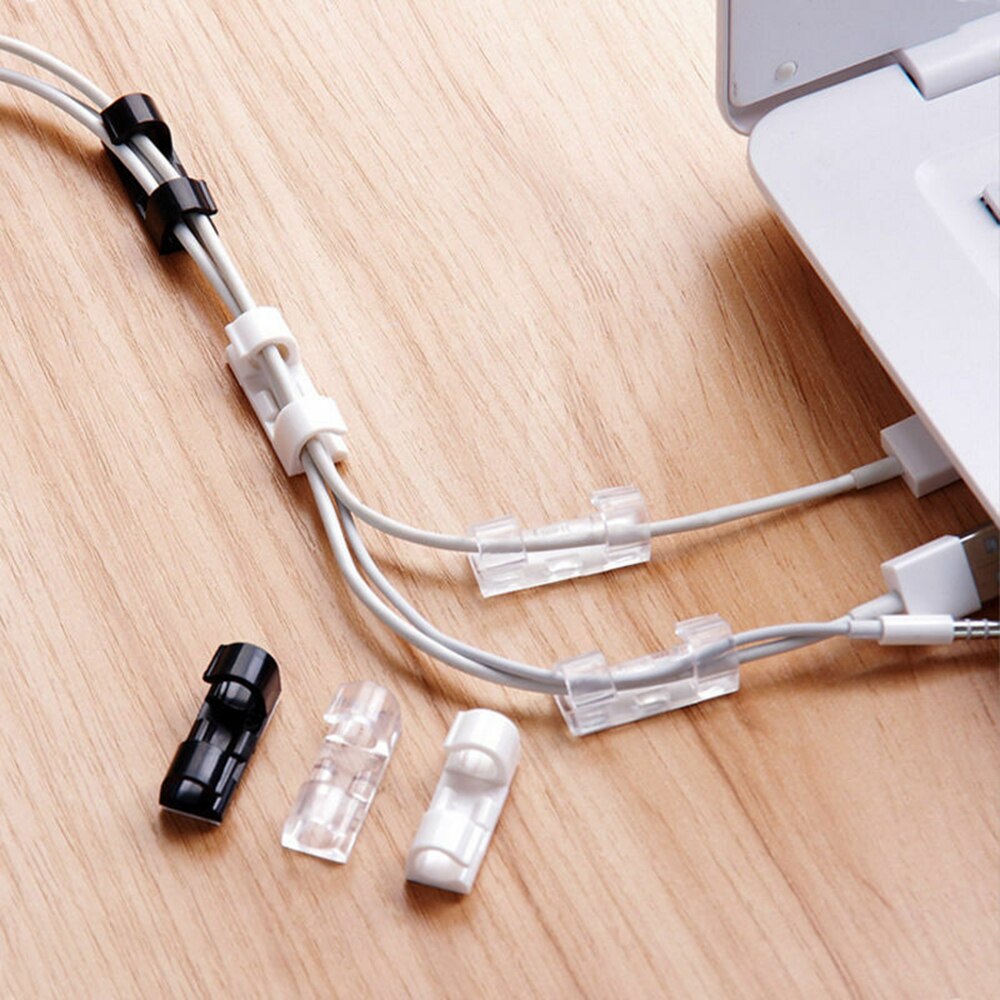 18/20pcs Cable Clips Desktop Organizer Self-Adhesive Cord Management Wire Holder Data Telephone Line Winder Fastener Clamp