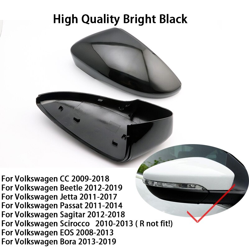 Carbon Look Side Wing Mirror Cover for VW Golf 7.5 MK7 7 GTD R GTI 6 Passat B7 CC Scirocco Polo 6R 6C MK6 Cap for Jetta 6 MKVI: Black -1