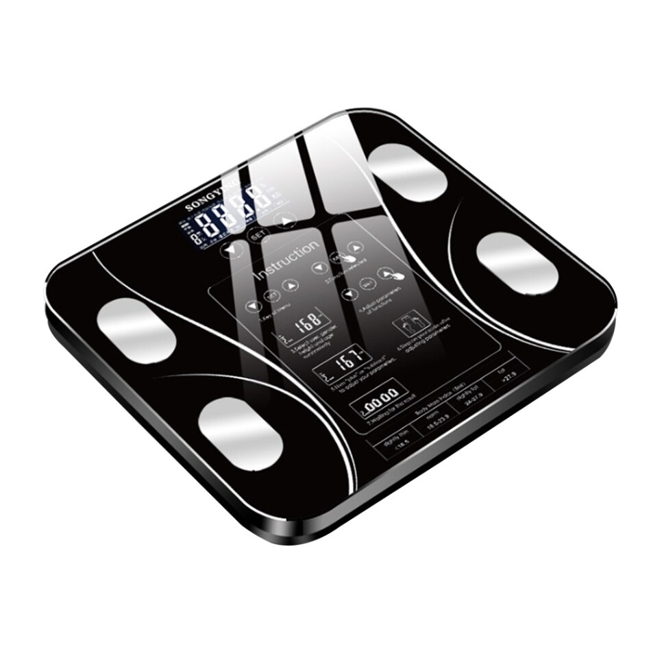 Household weight scale body fat electronic scale floor BMI electronic scale electronic scale water health precision smart scale: Black