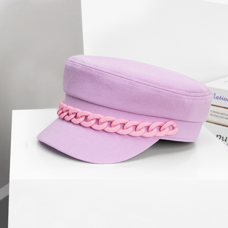 Béret de Style anglais pour femme, chapeau à chaîne de la marine, chapeau octogonal de journal, rétro sauvage, Casquette octogonal, automne et hiver: 3