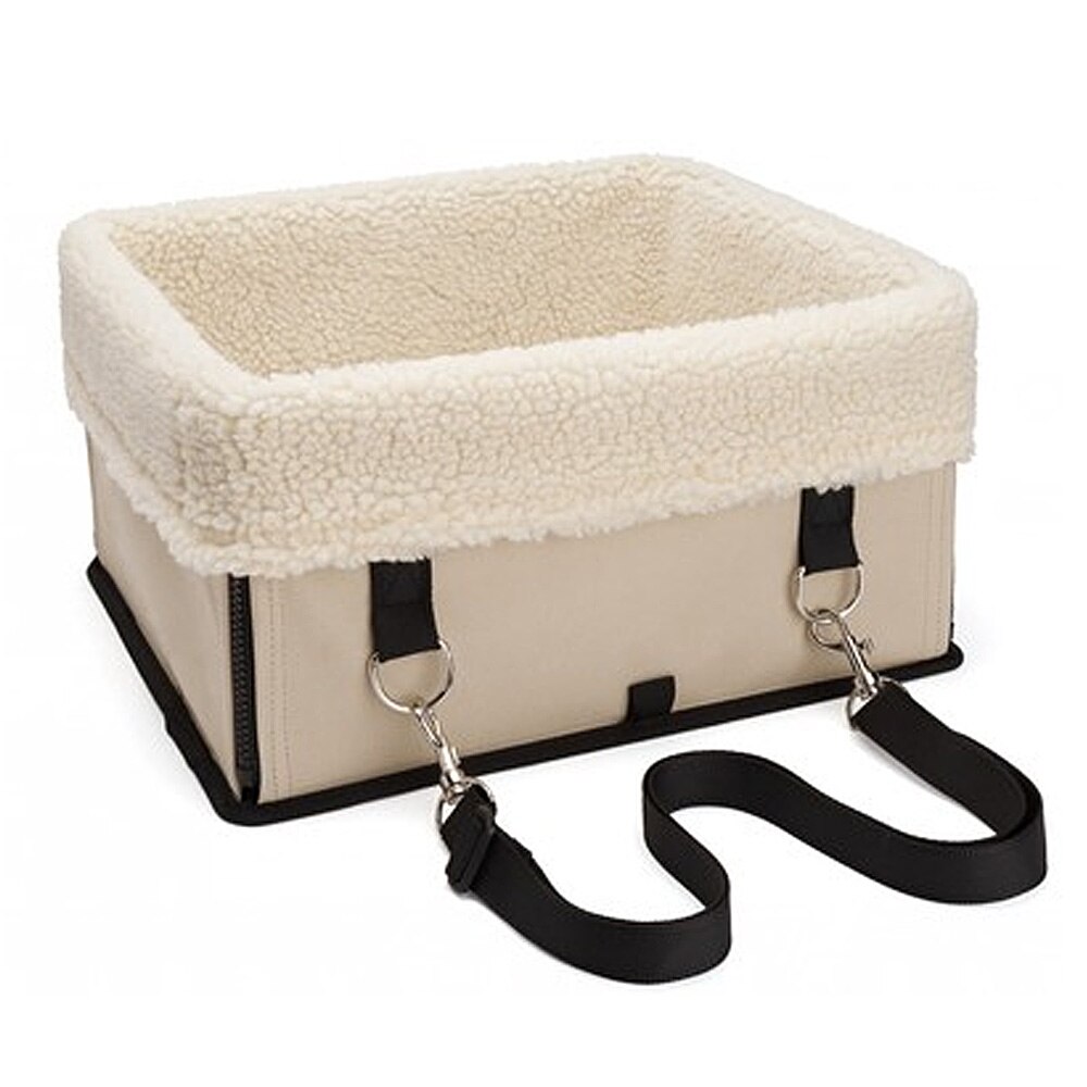 Behogar Draagbare Opvouwbare Wasbare Warm Pet Car Seat Carrier Booster Transport Case voor 5kg Hond Kat Outdoor Activiteiten Levert: Beige