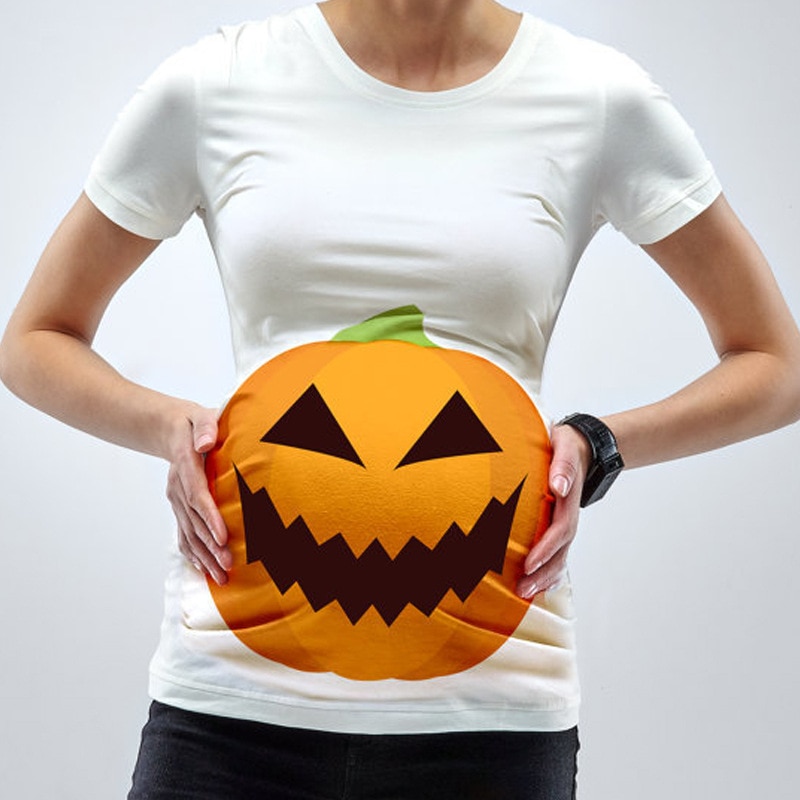 T-shirt de maternité drôle pour les femmes enceintes vêtements 3XL hauts Halloween citrouille vêtements de grossesse T horreur Halloween de fête