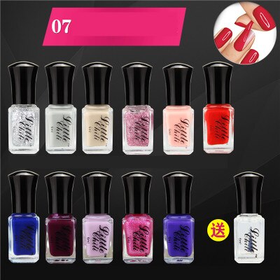 12 Bouteilles Pack 6 ml/chaque Peel Off Vernis À Ongles De Couleur de Sucrerie Nail Art 11 Couleurs + 1 Transparent Top Coat: SET 7