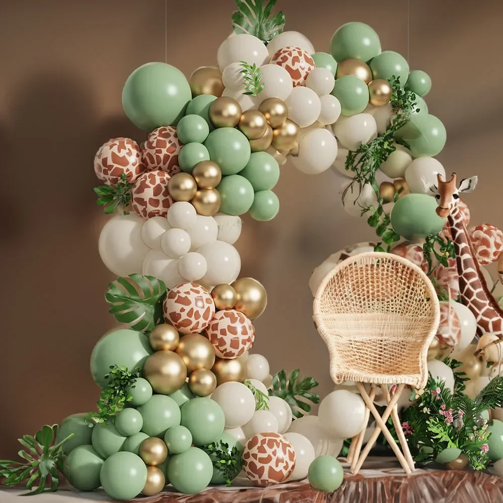Jungle Safari fête d'anniversaire Animal ballon guirlande arc Kit cerf motif enfant garçon bébé douche décoration Latex ballons fournitures