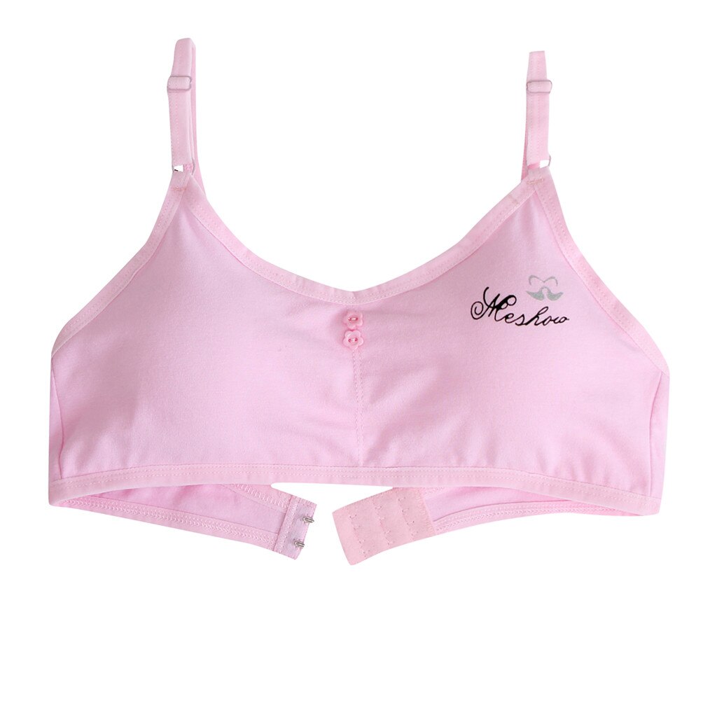 Meisjes Ondergoed Zachte Snoep Kleur Beha Voor Kids Tiener Training Kleine Brief Print Vest Ondergoed Puberteit Kleding # P30: Roze
