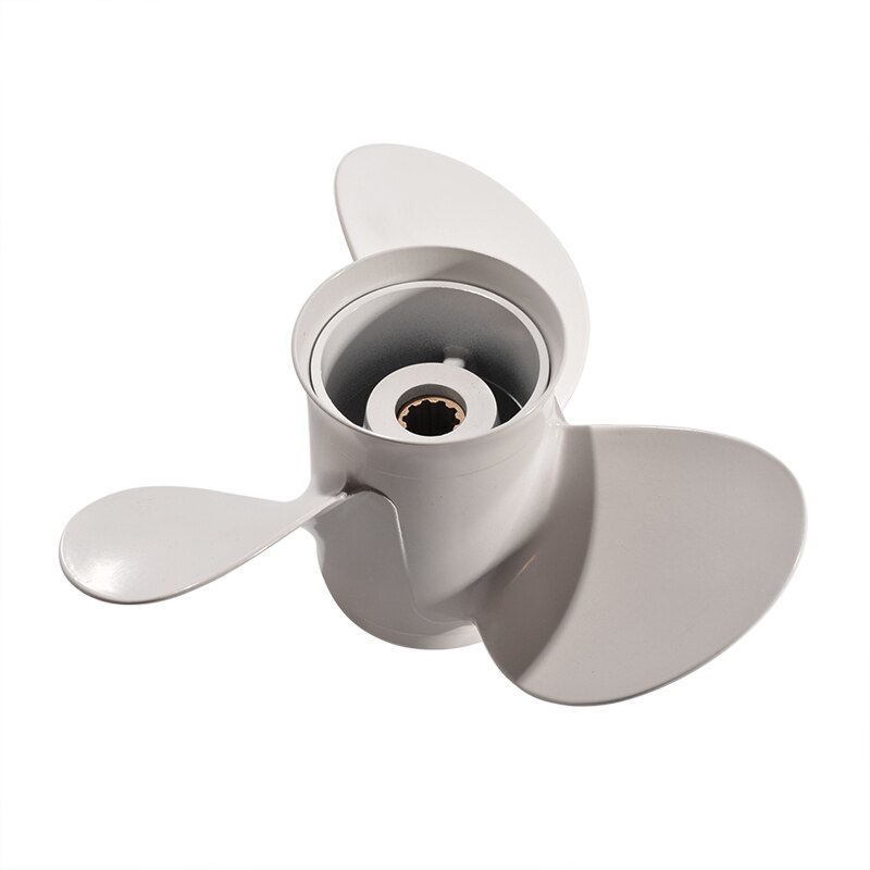 7/8 x 13 Aluminum Alloy Marine Boat Outboard Propeller 9 For Yamaha 20-30HP Right-hand Rotation 3 Blades White 664-45949-02-EL