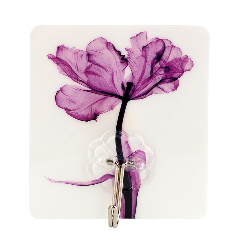 Support collant mural accessoires de salle de bain salle de bain cuisine crochets vêtements porte-serviettes crochet adhésif motif fleur: VIOLET