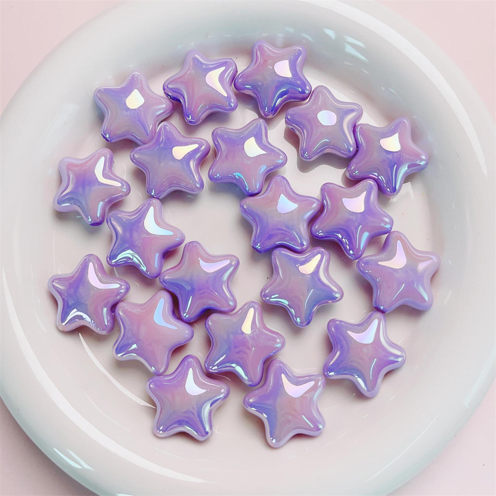 Contas acrílicas de cinco pontas para meninas, contas dispersas, colar colorido, bracelete bonito, acessórios de moda