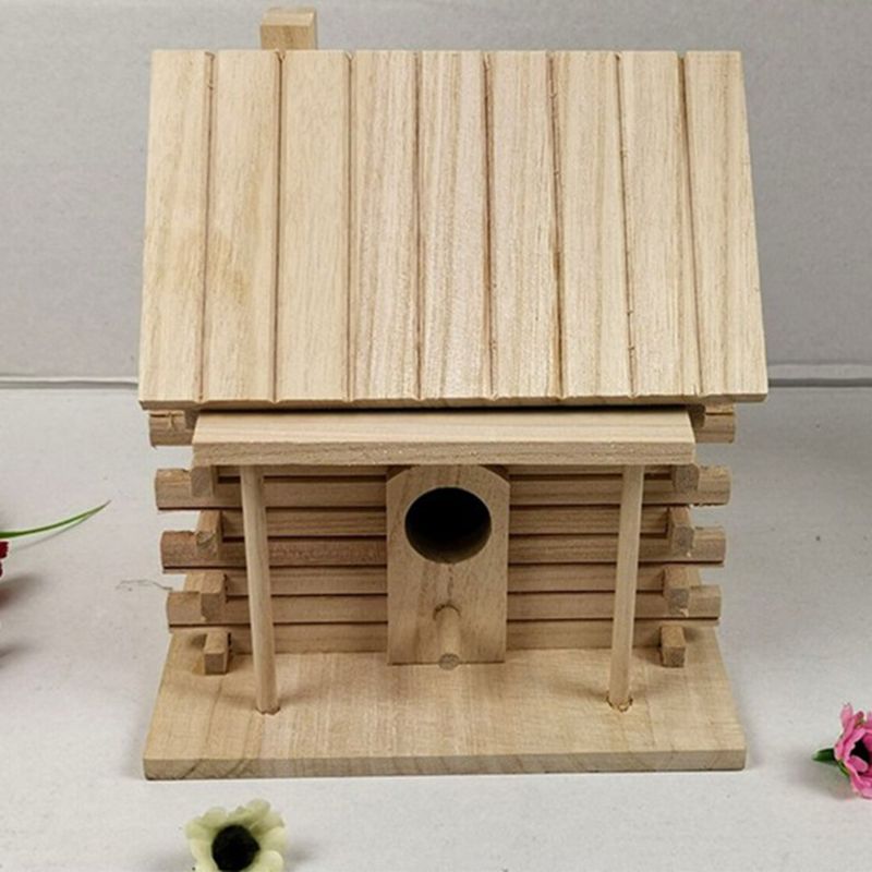 Casa de pájaros de madera caja de cría de pájaros nido al aire libre Hut juguete para mascotas